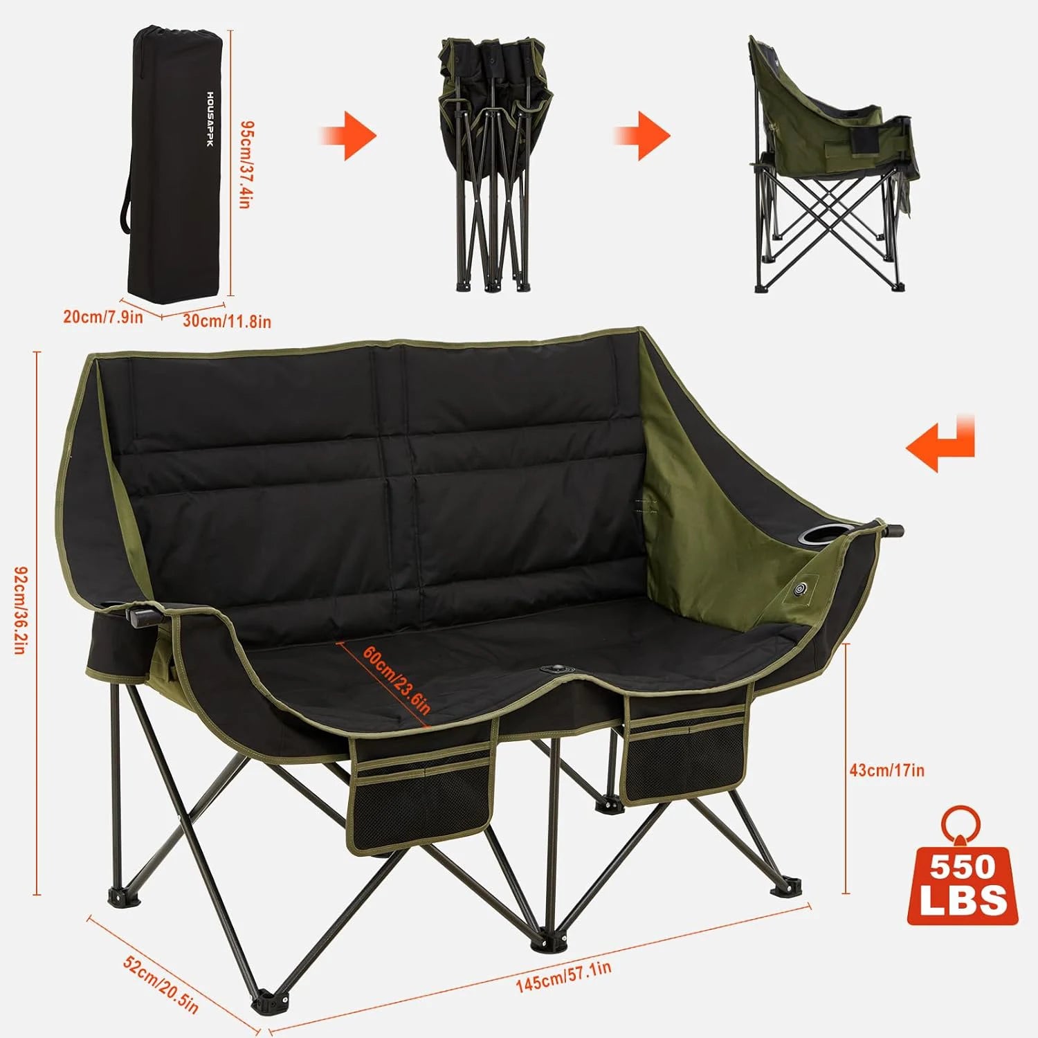 Chaise double chauffante portable